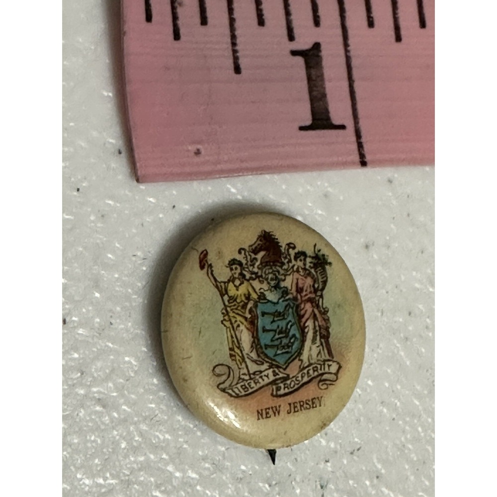 New Jersey State Seal Sweet‎ Caporal Cigarettes Whitehead Hoag Pinback Button